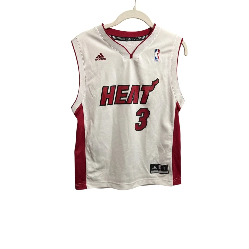 Adidas Miami Heat‎ Dwyane Wade 3 NBA Jersey Kids Med 10-12 White Red Basketball